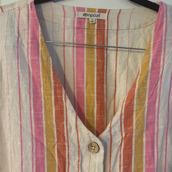 Rip curl striped linen dress button up size large - Picture 4 of 5